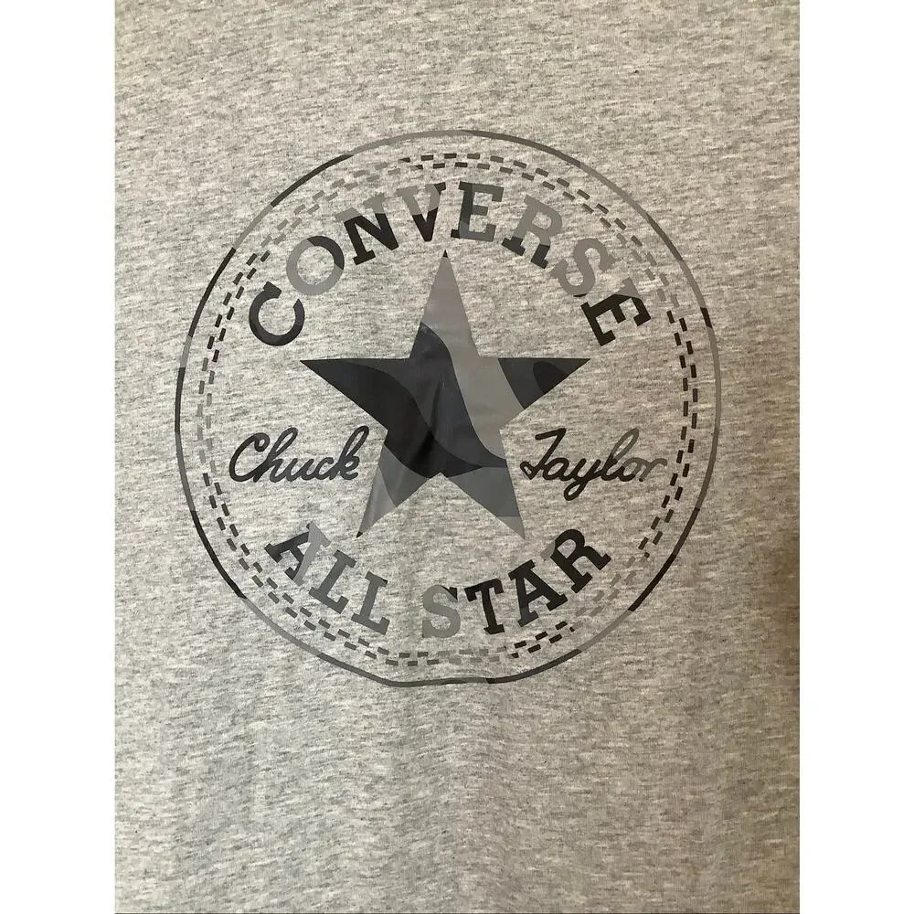 Converse Kids MD Gray Chuck Taylor All Star Camo Patch Long Sleeve Tee A11-4